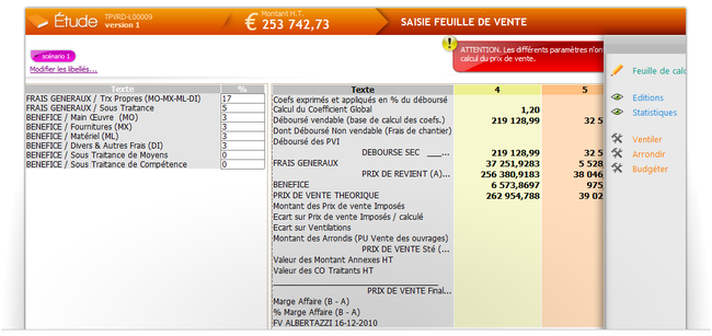 Feuille de vente