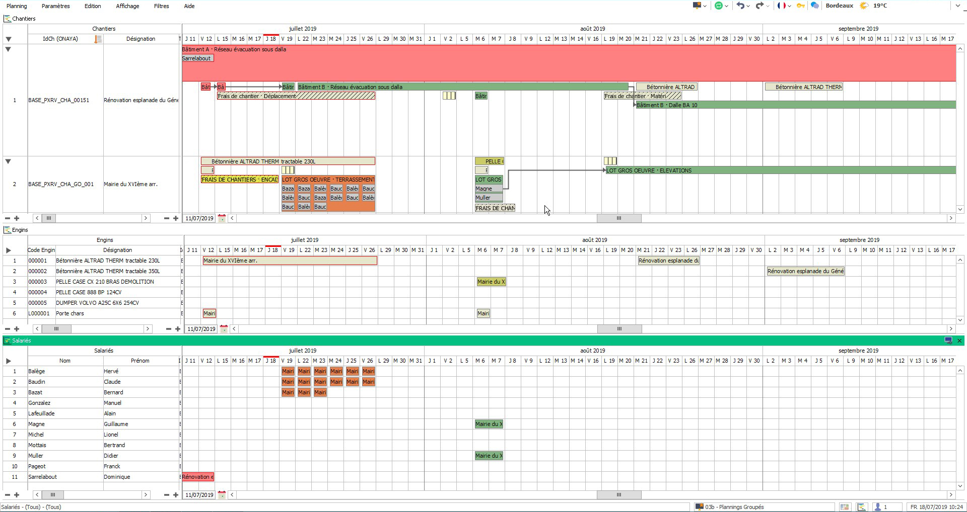 Planning main d'oeuvre et matériels ONAYA Visual Planning